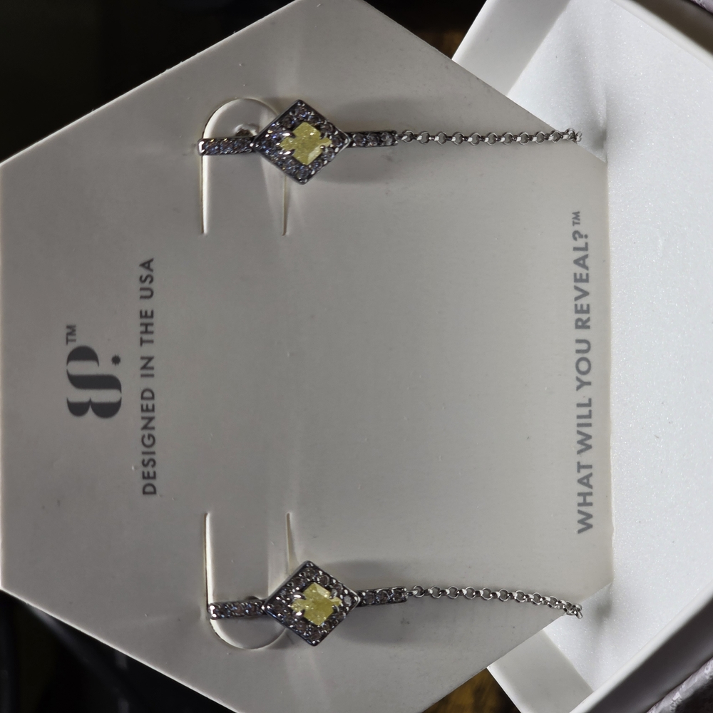 Elegant STERLING Silver and CANARY ice Crystal Earrings